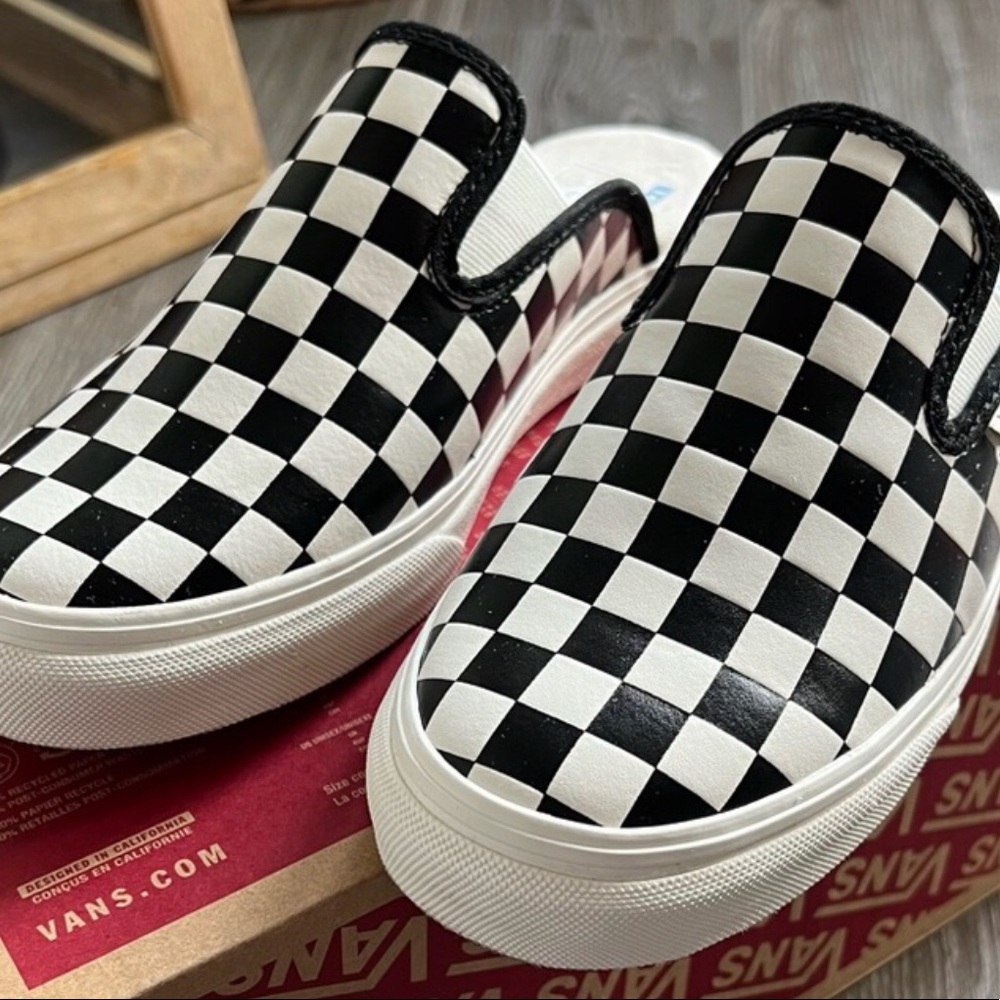Vans Black and White Checkered Slip-On Shoes
